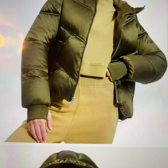 UGG Ronney Women's Cropped Puffer Hooded Jacket Olive Green Size L NEW $198 - Picture 11 of 13